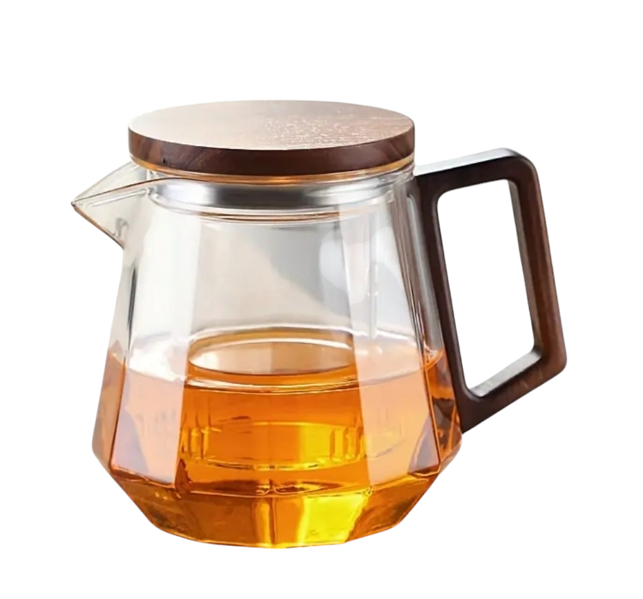 GLASS TEAPOT WITH WOODEN HANDLE - Time to Tea