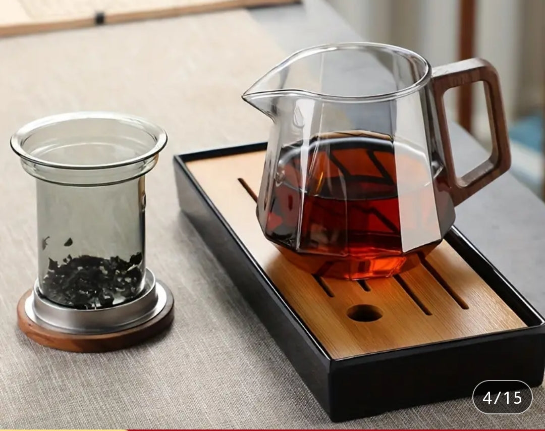 GLASS TEAPOT WITH WOODEN HANDLE - Time to Tea