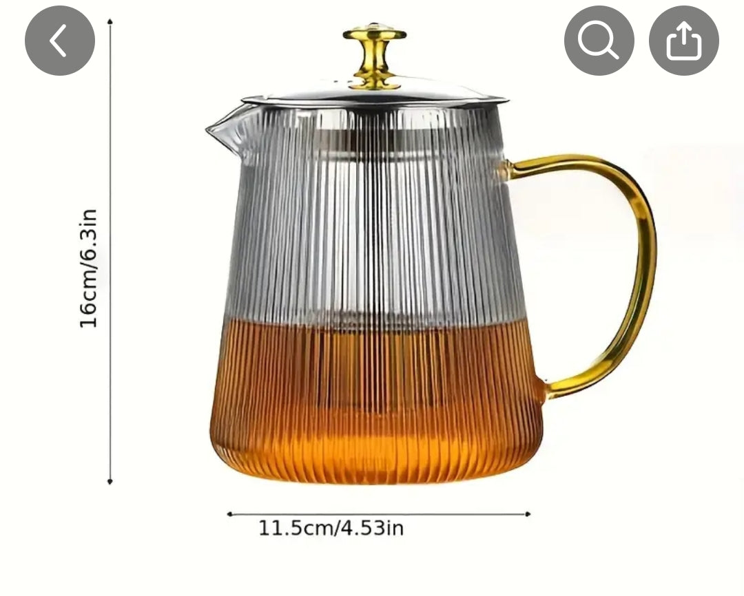 GLASS TEAPOT WITH GOLDEN HANDLE - Time to Tea